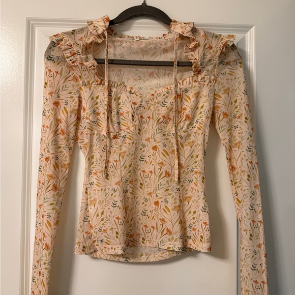 Floral Ruffle Blouse in Cream by [Brand] - Picture 1 of 2